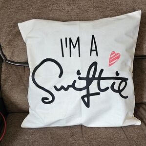 Swiftie White and Black Throw Pillow